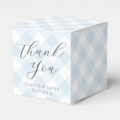 Modern + Sweet Light Blue Gingham Baby Dusche Geschenkschachtel (Vorderseite)