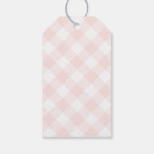 Modern + Sweet Light Pink Gingham Baby Dusche Geschenkanhänger (Rückseite)