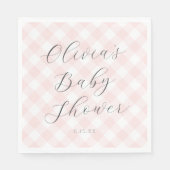 Modern + Sweet Light Pink Gingham Baby Dusche Serviette (Vorderseite)