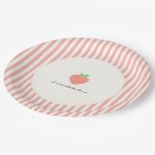 Modern Sweet Little Peach Streifen Pappteller (Schrägansicht)