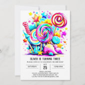Modern Sweet Lollipop Geburtstag Einladung (Vorderseite)