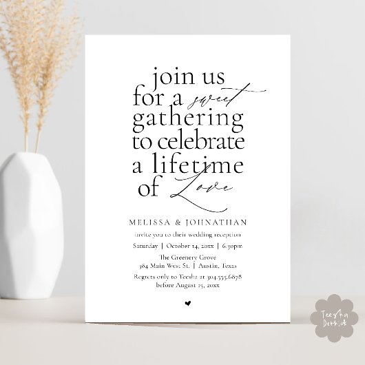 Modern Sweet Love Minimalist Wedding Reception Einladung