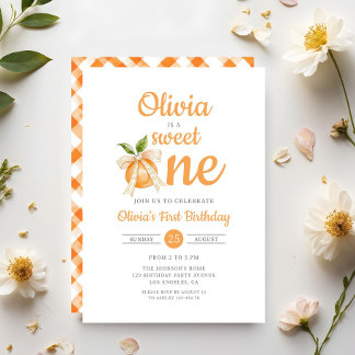 Modern Sweet One Orange Citrus 1. Geburtstag Einladung