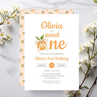 Modern Sweet One Orange Citrus 1. Geburtstag Einladung