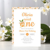 Modern Sweet One Orange Citrus 1st Birthday Einladung
