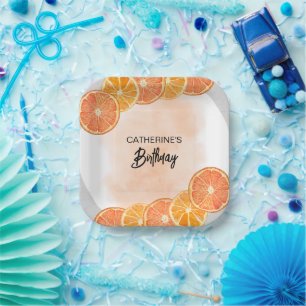 Modern Sweet Orange Citrus Slice Sommer Geburtstag Pappteller