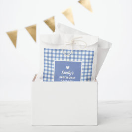 Modern Sweet Pastel Blue Gingham Boy Baby Shower Geschenktütchen