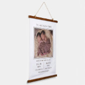 Modern Sweet Twins Photo Birth Announcement Wandteppich Mit Holzrahmen (Gewinkelt)