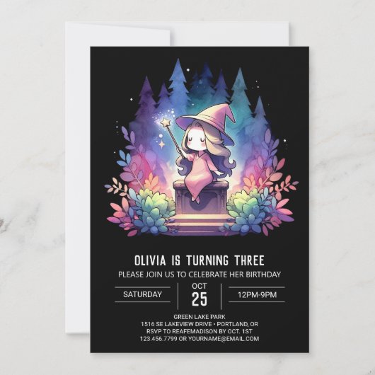 Modern Sweet Wizard Geburtstag Einladung (Vorderseite)