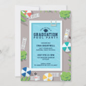 Modern Swimming Pool Graduation Party  Einladung (Vorderseite)