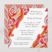 Modern Swirl Blüh Heart Couples Dusche Einladung (Vorne/Hinten)