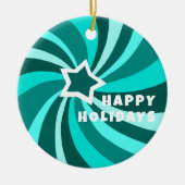 Modern Swirl HAPPY HOLIDAYS CUSTOM Green Keramik Ornament (Vorne)