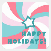 Modern Swirl HAPPY HOLIDAYS CUSTOM Green Pink Quadratischer Aufkleber (Vorderseite)
