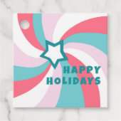 Modern Swirl HAPPY HOLIDAYS CUSTOM Green Pink Xmas Geschenkanhänger (Vorderseite)
