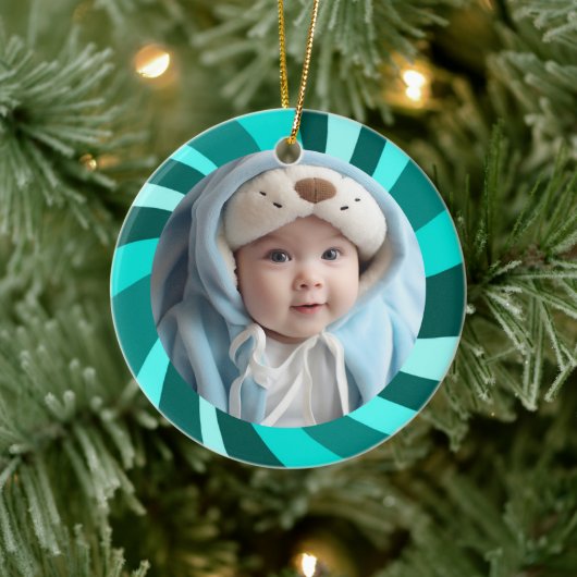 Modern Swirl HAPPY HOLIDAYS CUSTOM PHOTO Star Keramik Ornament (Baum)