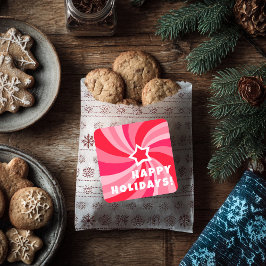 Modern Swirl HAPPY HOLIDAYS CUSTOM Red Pink Quadratischer Aufkleber