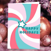 Modern Swirl HAPPY HOLIDAYS Star Custom Christmas Karte
