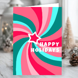 Modern Swirl HAPPY HOLIDAYS Star Custom Christmas Karte