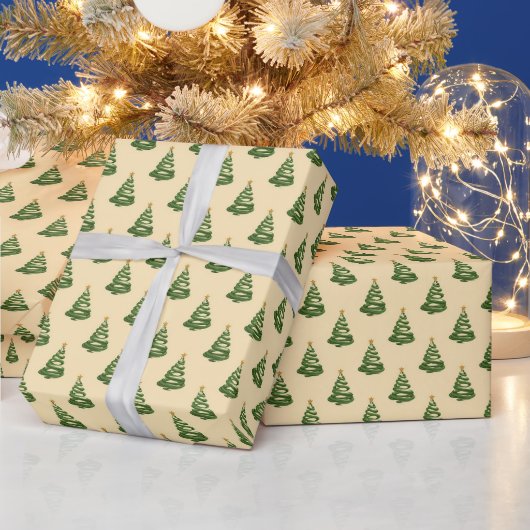 Modern Swirl Ribbon Christmas Trees Geschenkpapier (Feiertage)
