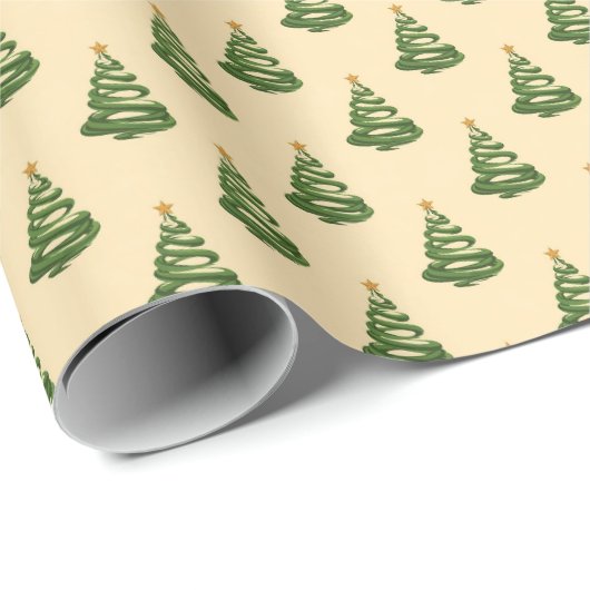 Modern Swirl Ribbon Christmas Trees Geschenkpapier (Rolleneckpunkt)