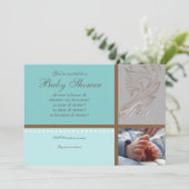 Modern Swirt n Polka Dot - Baby Boy Shower Einladu Einladung (Stehend Vorderseite)