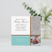 Modern Swirt n Polka Dot - Baby Boy Shower Einladu Einladung (Stehend Vorderseite)