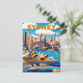 Modern Sydney Australien Reisen Vintag Postkarte (Stehend Vorderseite)