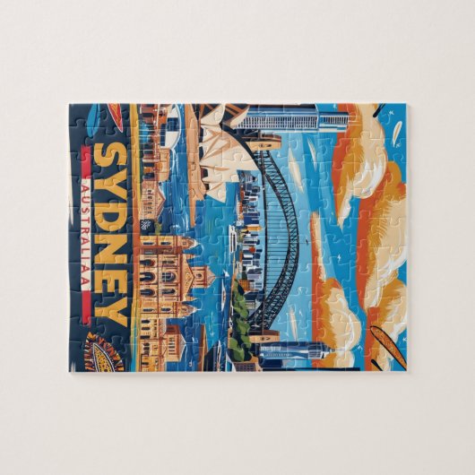 Modern Sydney Australien Reisen Vintag Puzzle (Horizontal)