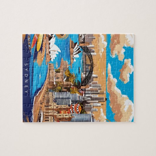 Modern Sydney Australien Reisen Vintag Puzzle (Horizontal)