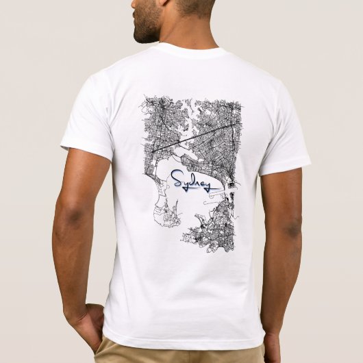 Modern Sydney Map T-Shirt - Urban Travel Souvenir (Rückseite)