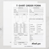 Modern T-Shirt Order Form For Small Business (Vorne/Hinten)
