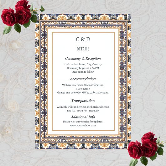 Modern Talavera Heritage Elegant Wedding Begleitkarte