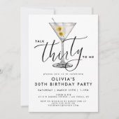 Modern “Talk Thirty to Me” Martini Glass 30th Einladung (Vorderseite)