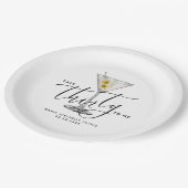 Modern “Talk Thirty to Me” Martini Glass 30th Pappteller (Schrägansicht)