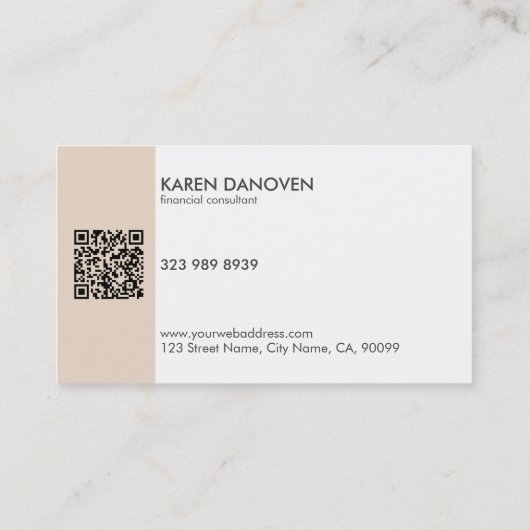 Modern Tan and White  Monogram Professional  Visitenkarte (Rückseite)