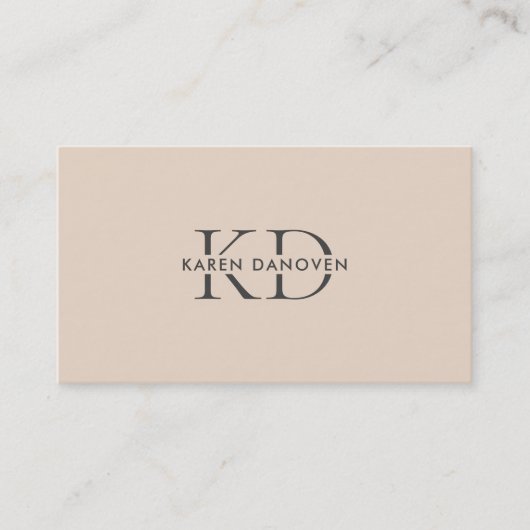 Modern Tan and White Monogram Professional Visitenkarte (Vorderseite)