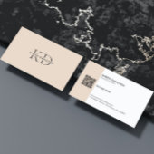 Modern Tan and White  Monogram Professional  Visitenkarte