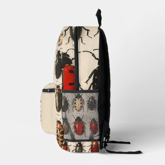 Modern Tan Custom Monogram Beetle Bug Muster Bedruckter Rucksack (Rechts)