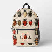 Modern Tan Custom Monogram Beetle Bug Muster Bedruckter Rucksack (Vorderseite)