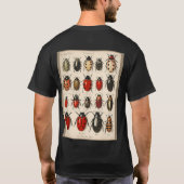 Modern Tan Custom Monogram Beetle Bug Muster T-Shirt (Rückseite)