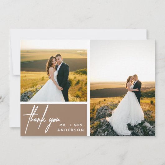 Modern Tan Foto Collage Vielen Dank (Vorderseite)