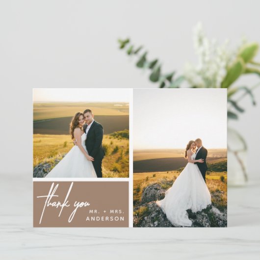 Modern Tan Foto Collage Vielen Dank (Stehend Vorderseite)