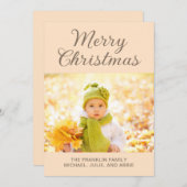 Modern Tan Frohe Weihnachten Foto (Vorne/Hinten)