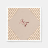 Modern Tan - Marsala-Wein Ton Streifen Napkins Serviette (Vorderseite)