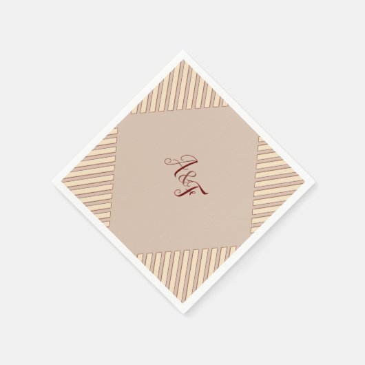 Modern Tan - Marsala-Wein Ton Streifen Napkins Serviette (Ecke)