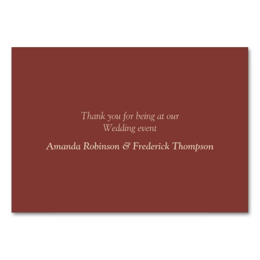 Modern Tan - Marsala wine tone stripes Tafelkarten Tischnummer (Rückseite)