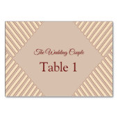 Modern Tan - Marsala wine tone stripes Tafelkarten Tischnummer (Vorderseite)