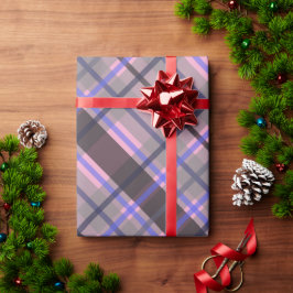 Modern Tartan Blue Pink Black Pattern Geschenkpapier