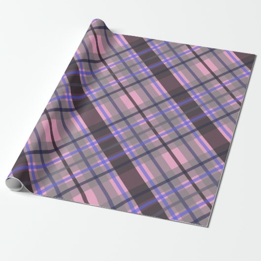 Modern Tartan Blue Pink Black Pattern Geschenkpapier (Ungerollt)