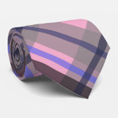 Modern Tartan Blue Pink Black Pattern Krawatte (Gerollt)